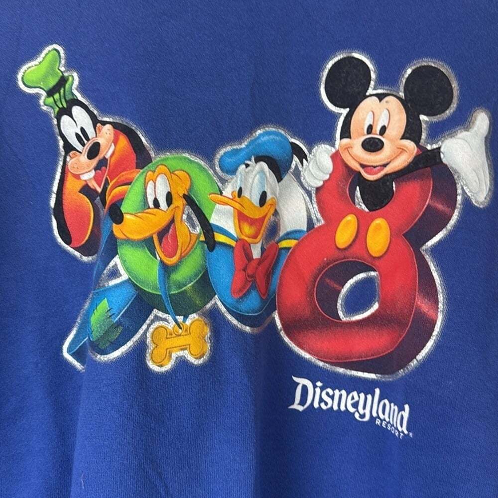 Disney Vintage 2008 Blue Crewneck Sweater with Mickey Mouse Design Medium - Picture 2 of 6
